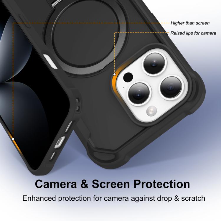 For iPhone 16 Pro Yingcai Gears MagSafe Holder Shockproof Phone Case(Black) - iPhone 16 Pro Cases by buy2fix | Online Shopping UK | buy2fix