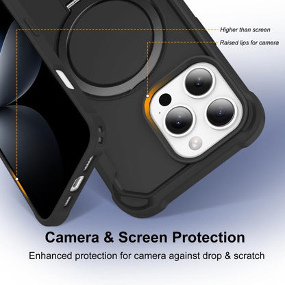 For iPhone 16 Pro Yingcai Gears MagSafe Holder Shockproof Phone Case(Black) - iPhone 16 Pro Cases by buy2fix | Online Shopping UK | buy2fix