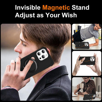 For iPhone 16 Pro Yingcai Gears MagSafe Holder Shockproof Phone Case(Black) - iPhone 16 Pro Cases by buy2fix | Online Shopping UK | buy2fix