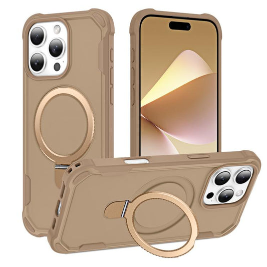 For iPhone 16 Pro Max Yingcai Gears MagSafe Holder Shockproof Phone Case(Brown) - iPhone 16 Pro Max Cases by buy2fix | Online Shopping UK | buy2fix