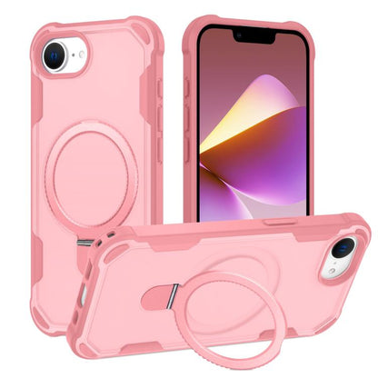 For iPhone 16e Yingcai Gears MagSafe Holder Shockproof Phone Case(Pink) - iPhone 16e Cases by buy2fix | Online Shopping UK | buy2fix