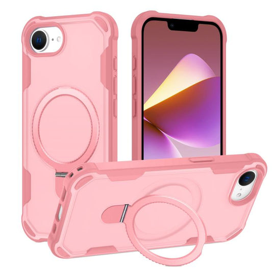 For iPhone 16e Yingcai Gears MagSafe Holder Shockproof Phone Case(Pink) - iPhone 16e Cases by buy2fix | Online Shopping UK | buy2fix