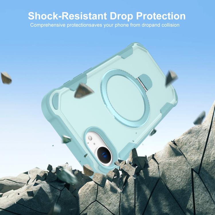 For iPhone 16e Yingcai Gears MagSafe Holder Shockproof Phone Case(Blue) - iPhone 16e Cases by buy2fix | Online Shopping UK | buy2fix