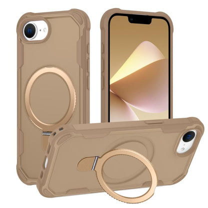 For iPhone 16e Yingcai Gears MagSafe Holder Shockproof Phone Case(Brown) - iPhone 16e Cases by buy2fix | Online Shopping UK | buy2fix