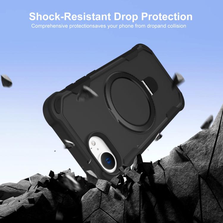 For iPhone 16e Yingcai Gears MagSafe Holder Shockproof Phone Case(Black) - iPhone 16e Cases by buy2fix | Online Shopping UK | buy2fix