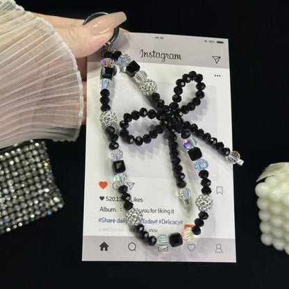 Luminous Round Bead Double Chain Phone Chain(Black) - Lanyards & Wrist Straps by buy2fix | Online Shopping UK | buy2fix