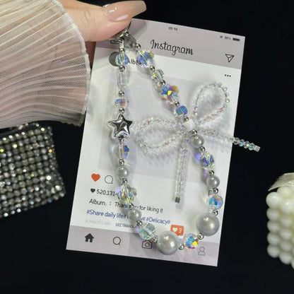 Luminous Round Bead Double Chain Phone Chain(Star White) - Lanyards & Wrist Straps by buy2fix | Online Shopping UK | buy2fix