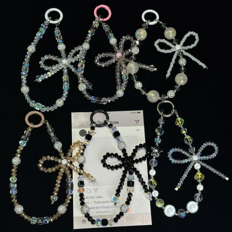 Luminous Round Bead Double Chain Phone Chain(Black) - Lanyards & Wrist Straps by buy2fix | Online Shopping UK | buy2fix