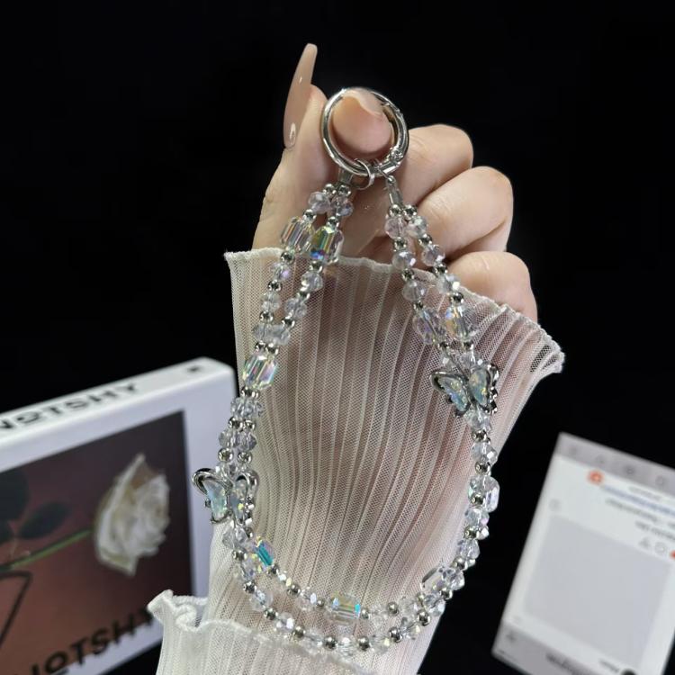 Simple Double Butterfly Phone Chain(White) - Lanyards & Wrist Straps by buy2fix | Online Shopping UK | buy2fix