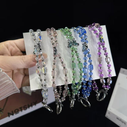 Simple Double Butterfly Phone Chain(White) - Lanyards & Wrist Straps by buy2fix | Online Shopping UK | buy2fix