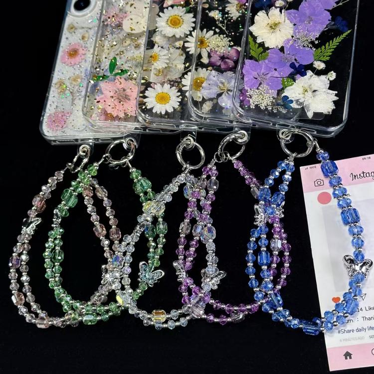 Simple Double Butterfly Phone Chain(White) - Lanyards & Wrist Straps by buy2fix | Online Shopping UK | buy2fix