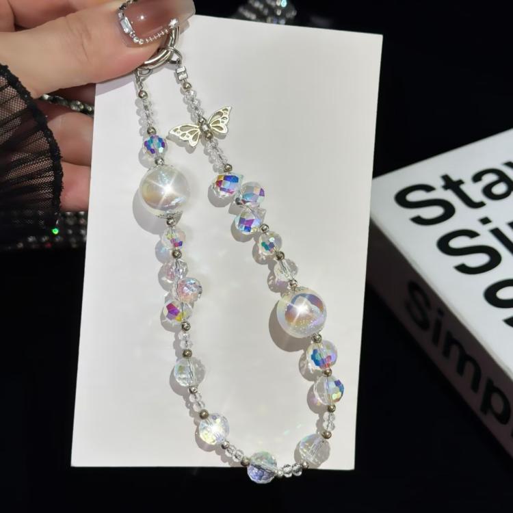 Heidi Beads Bow Pendant Mobile Phone String(White) - Lanyards & Wrist Straps by buy2fix | Online Shopping UK | buy2fix