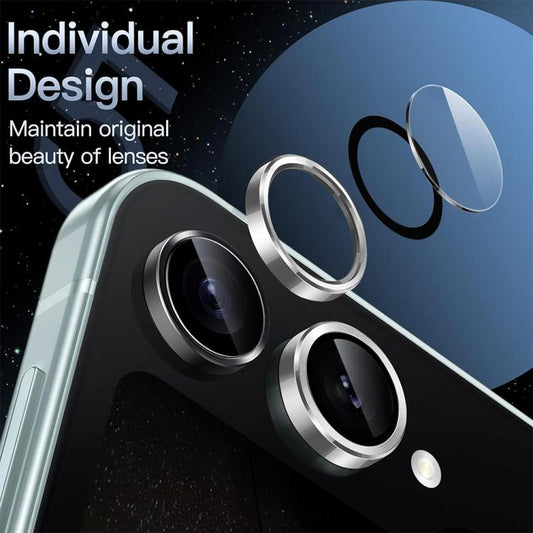 For Samsung Galaxy Z Flip7 ENKAY Hat-Prince 9H Rear Camera Lens Aluminium Alloy Tempered Glass Film(Silver) - Galaxy Z Flip7 5G Tempered Glass by ENKAY | Online Shopping UK | buy2fix
