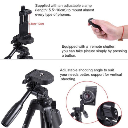 YUNTENG 5208 Professional Tripod Stand with BT Remote For DSLR SLR Camera Phone - Tripods by YUNTENG | Online Shopping UK | buy2fix