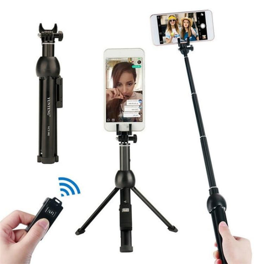 YUNTENG VCT-992 Extendable Aluminum Alloy Selfie Stick Integrated Tabletop Tripod with Remote Control