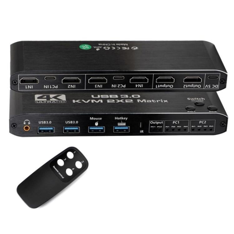 K3-1 4K 60Hz USB 3.0 Dual Screen Display Extender HDMI Matrix 2x2 KVM Switch - Adapter by buy2fix | Online Shopping UK | buy2fix