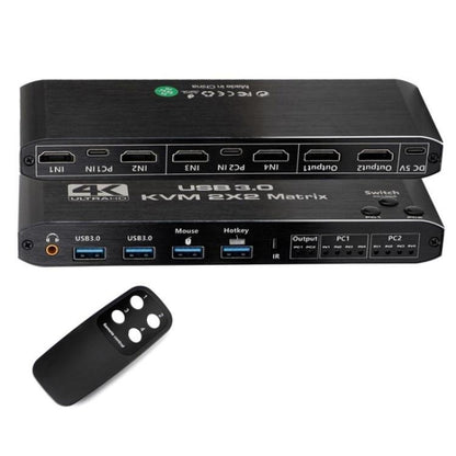 K3-1 4K 60Hz USB 3.0 Dual Screen Display Extender HDMI Matrix 2x2 KVM Switch - Adapter by buy2fix | Online Shopping UK | buy2fix