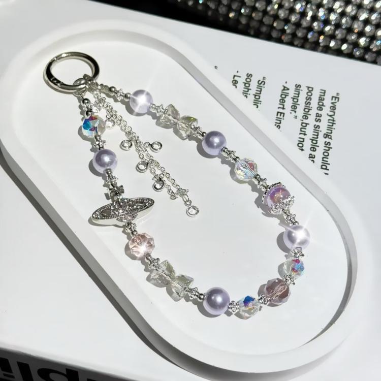 Asteroid Pearl Mobile Phone Chain(Purple) - Lanyards & Wrist Straps by buy2fix | Online Shopping UK | buy2fix