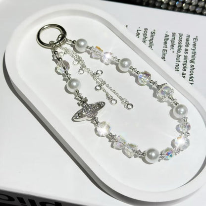 Asteroid Pearl Mobile Phone Chain(White) - Lanyards & Wrist Straps by buy2fix | Online Shopping UK | buy2fix