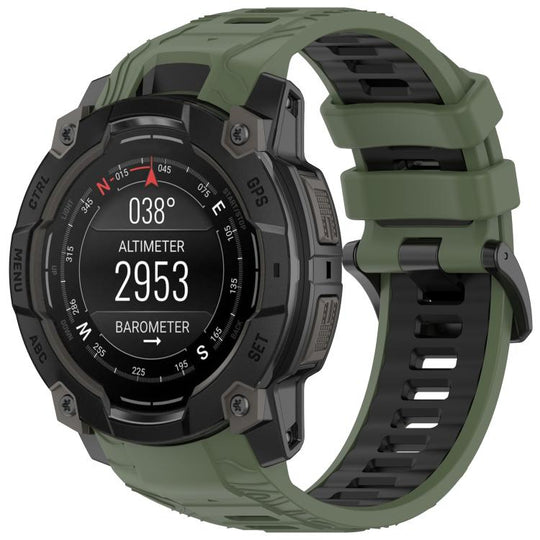 For Garmin Instinct 3 AMOLED / Solar 50mm Two Color Sports Silicone Watch Band(Green+Black)