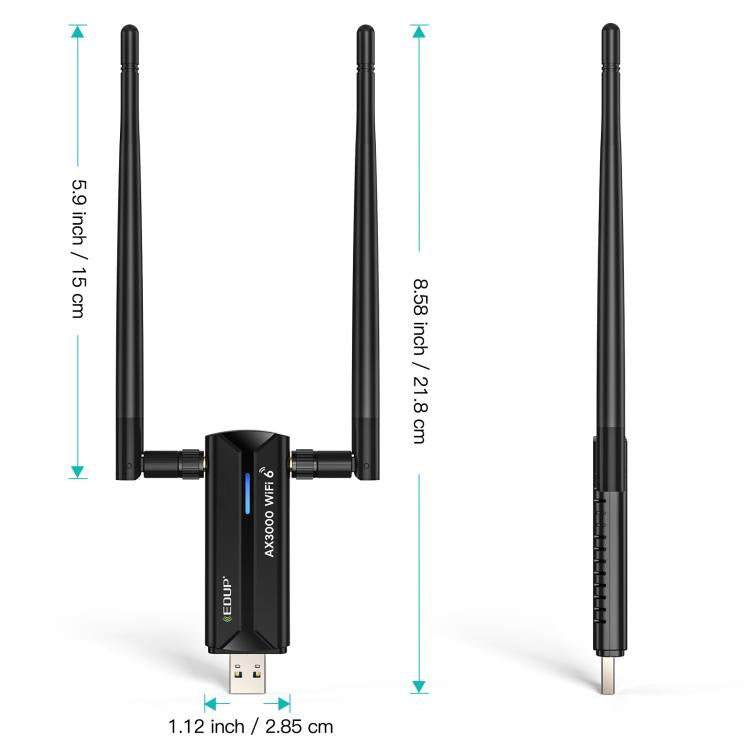 EDUP EP-AX1672 AX3000 USB 3.0 Wireless WiFi 6E Adapter 802.11g High Power Wireless USB Adapter 2.4GHz & 5GHz & 6GHz with Chipset MT7621AU - USB Network Adapter by EDUP | Online Shopping UK | buy2fix