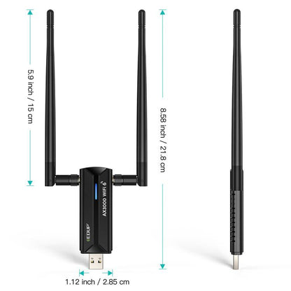 EDUP EP-AX1672 AX3000 USB 3.0 Wireless WiFi 6E Adapter 802.11g High Power Wireless USB Adapter 2.4GHz & 5GHz & 6GHz with Chipset MT7621AU - USB Network Adapter by EDUP | Online Shopping UK | buy2fix