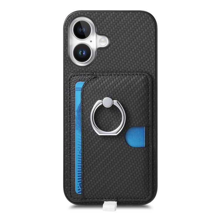 For iPhone 17 Carbon Fiber Ring Side Insert Card Bag MagSafe Phone Case(Black) - iPhone 17 Cases by buy2fix | Online Shopping UK | buy2fix