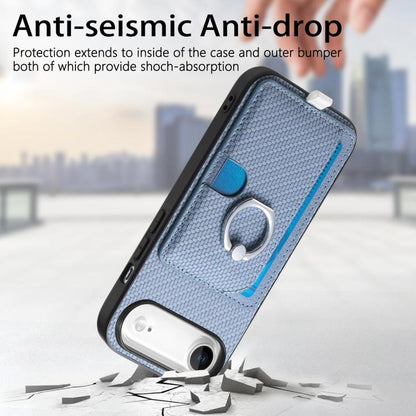 For iPhone Air Carbon Fiber Ring Side Insert Card Bag MagSafe Phone Case(Blue) - iPhone Air Cases by buy2fix | Online Shopping UK | buy2fix