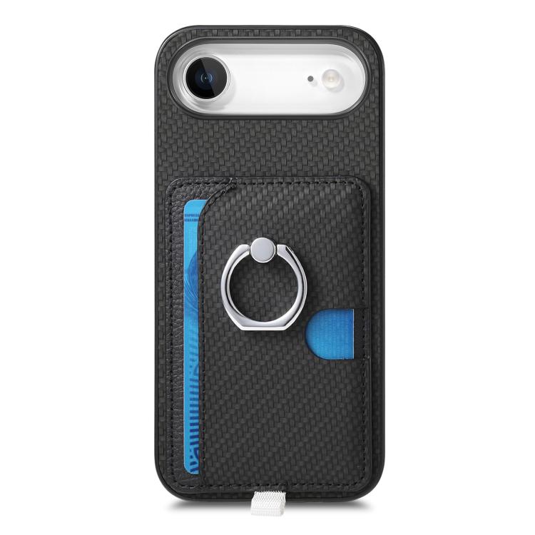 For iPhone Air Carbon Fiber Ring Side Insert Card Bag MagSafe Phone Case(Black) - iPhone Air Cases by buy2fix | Online Shopping UK | buy2fix