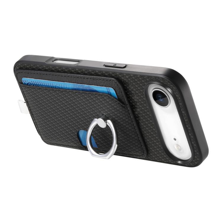 For iPhone Air Carbon Fiber Ring Side Insert Card Bag MagSafe Phone Case(Black) - iPhone Air Cases by buy2fix | Online Shopping UK | buy2fix