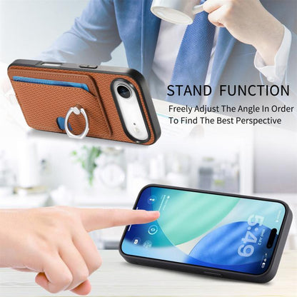 For iPhone Air Carbon Fiber Ring Side Insert Card Bag MagSafe Phone Case(Brown) - iPhone Air Cases by buy2fix | Online Shopping UK | buy2fix
