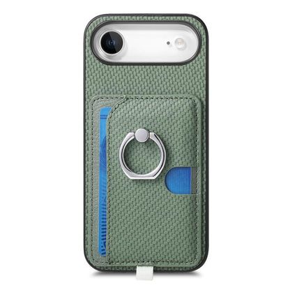For iPhone Air Carbon Fiber Ring Side Insert Card Bag MagSafe Phone Case(Green) - iPhone Air Cases by buy2fix | Online Shopping UK | buy2fix