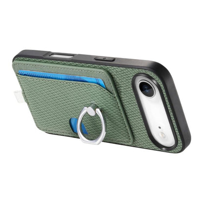 For iPhone Air Carbon Fiber Ring Side Insert Card Bag MagSafe Phone Case(Green) - iPhone Air Cases by buy2fix | Online Shopping UK | buy2fix