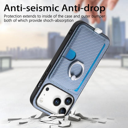For iPhone 17 Pro Max Carbon Fiber Ring Side Insert Card Bag MagSafe Phone Case(Blue) - iPhone 17 Pro Max Cases by buy2fix | Online Shopping UK | buy2fix