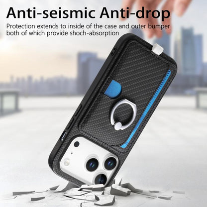 For iPhone 17 Pro Max Carbon Fiber Ring Side Insert Card Bag MagSafe Phone Case(Black) - iPhone 17 Pro Max Cases by buy2fix | Online Shopping UK | buy2fix
