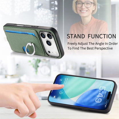 For iPhone 17 Pro Max Carbon Fiber Ring Side Insert Card Bag MagSafe Phone Case(Green) - iPhone 17 Pro Max Cases by buy2fix | Online Shopping UK | buy2fix