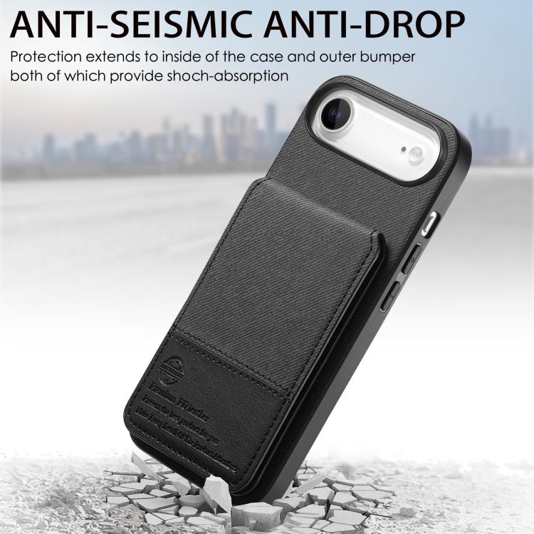 For iPhone Air Twill Fabric Leather Vertical Flip RFID Card Bag Phone Case(Black) - iPhone Air Cases by buy2fix | Online Shopping UK | buy2fix
