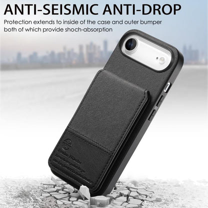 For iPhone Air Twill Fabric Leather Vertical Flip RFID Card Bag Phone Case(Black) - iPhone Air Cases by buy2fix | Online Shopping UK | buy2fix