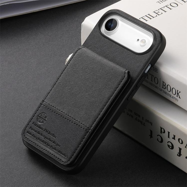 For iPhone Air Twill Fabric Leather Vertical Flip RFID Card Bag Phone Case(Black) - iPhone Air Cases by buy2fix | Online Shopping UK | buy2fix