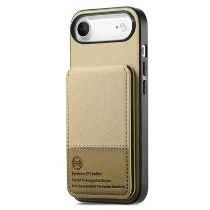 For iPhone Air Twill Fabric Leather Vertical Flip RFID Card Bag Phone Case(Khaki) - iPhone Air Cases by buy2fix | Online Shopping UK | buy2fix