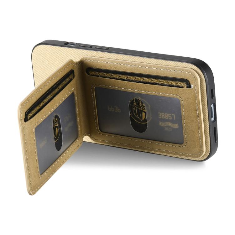 For iPhone Air Twill Fabric Leather Vertical Flip RFID Card Bag Phone Case(Khaki) - iPhone Air Cases by buy2fix | Online Shopping UK | buy2fix