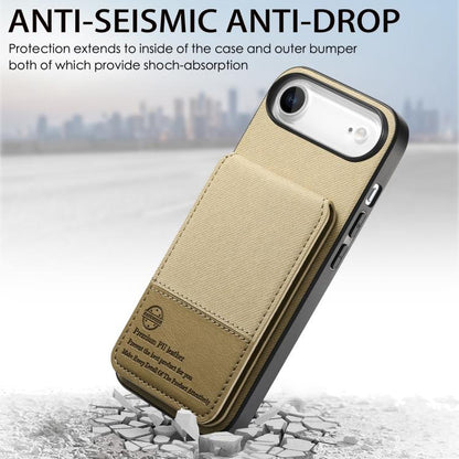 For iPhone Air Twill Fabric Leather Vertical Flip RFID Card Bag Phone Case(Khaki) - iPhone Air Cases by buy2fix | Online Shopping UK | buy2fix