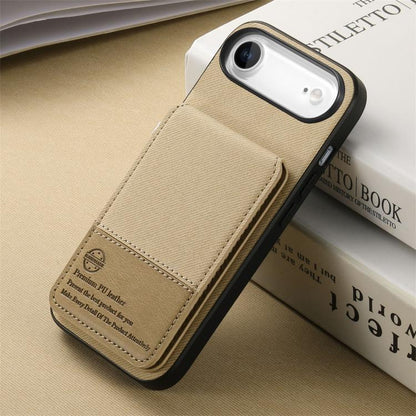For iPhone Air Twill Fabric Leather Vertical Flip RFID Card Bag Phone Case(Khaki) - iPhone Air Cases by buy2fix | Online Shopping UK | buy2fix