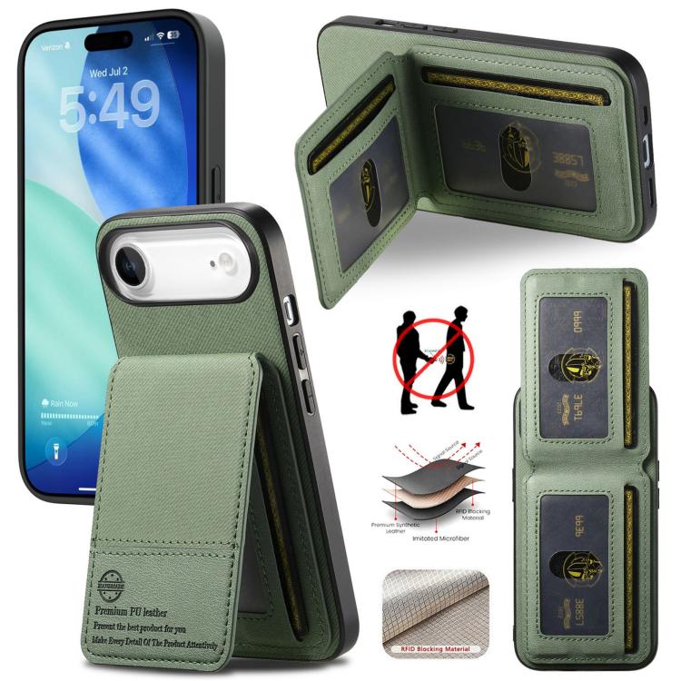For iPhone Air Twill Fabric Leather Vertical Flip RFID Card Bag Phone Case(Green) - iPhone Air Cases by buy2fix | Online Shopping UK | buy2fix