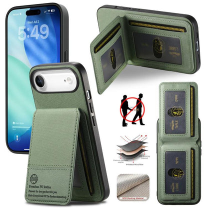 For iPhone Air Twill Fabric Leather Vertical Flip RFID Card Bag Phone Case(Green) - iPhone Air Cases by buy2fix | Online Shopping UK | buy2fix