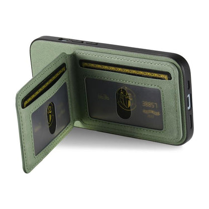 For iPhone Air Twill Fabric Leather Vertical Flip RFID Card Bag Phone Case(Green) - iPhone Air Cases by buy2fix | Online Shopping UK | buy2fix