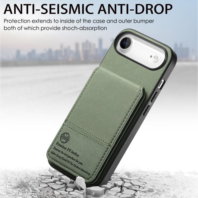 For iPhone Air Twill Fabric Leather Vertical Flip RFID Card Bag Phone Case(Green) - iPhone Air Cases by buy2fix | Online Shopping UK | buy2fix