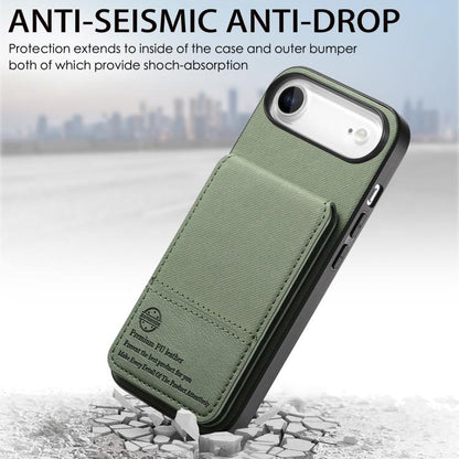For iPhone Air Twill Fabric Leather Vertical Flip RFID Card Bag Phone Case(Green) - iPhone Air Cases by buy2fix | Online Shopping UK | buy2fix