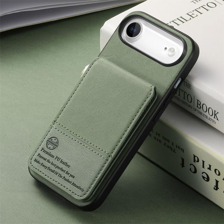 For iPhone Air Twill Fabric Leather Vertical Flip RFID Card Bag Phone Case(Green) - iPhone Air Cases by buy2fix | Online Shopping UK | buy2fix