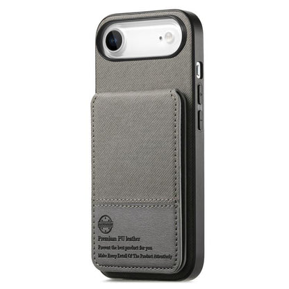 For iPhone Air Twill Fabric Leather Vertical Flip RFID Card Bag Phone Case(Gray) - iPhone Air Cases by buy2fix | Online Shopping UK | buy2fix
